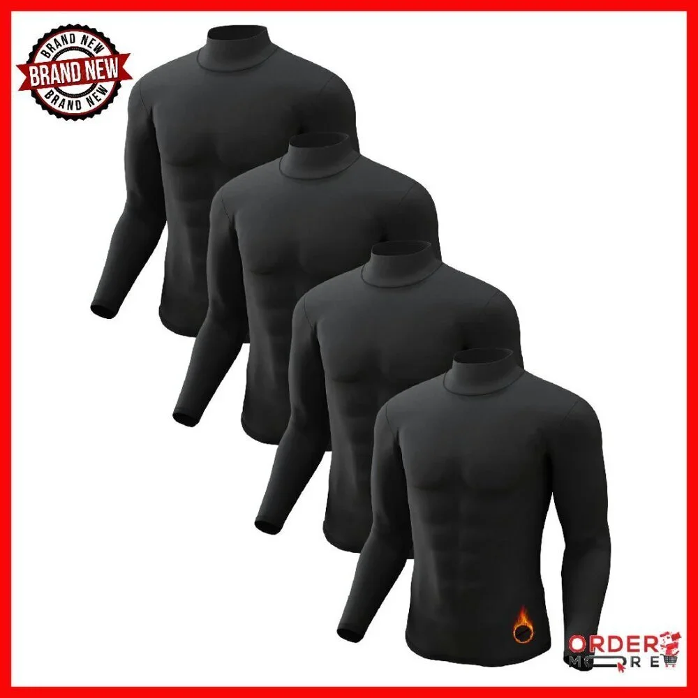 Men's Thermal Fleece Lined Long Sleeve Turtleneck Base Layer Top